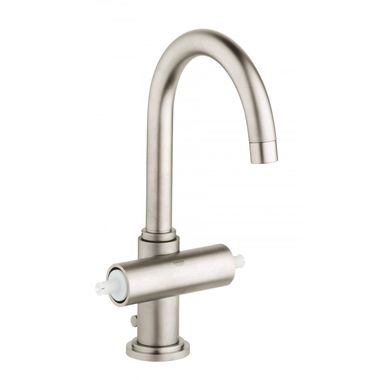 Click here to see Grohe 21027EN0 Grohe Atrio Two-Handle High Spout Brushed Nickel Lavatory Faucet with Stainless Steel Flex Lines, Less Handle, 1 Hole - 21027EN0