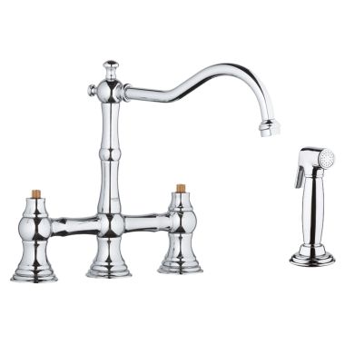 Click here to see Grohe 20158000 Grohe 20158000 Chrome Bridgeford Bridge Kitchen Faucet With Spray