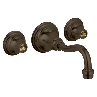 Click here to see Grohe 20135ZB0 Grohe Bridgeford Two-Handle Wall-Mount Antique Bronze Widespread Basin Mixer Faucet, Three-Hole, Less Handles, 1.5 GPM - 20135ZB0