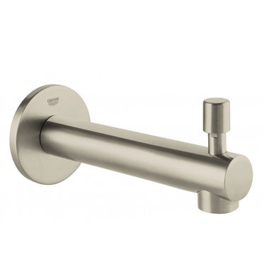 Click here to see Grohe 13275EN1 Grohe Concetto Tub Spout with Push-Down Diverter, Brushed Nickel Finish, GROHE StarLight, Wall-Mount Single-Hole Installation, 6-11/16in Spout Reach - 13275EN1