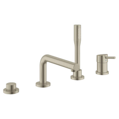 Click here to see Grohe 19576EN1 Grohe Concetto Single-Handle Deck-Mount Roman Tub Faucet with Hand Shower, 4-Hole, Lever Handle, Brushed Nickel - 19576EN1