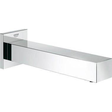 Click here to see Grohe 13305000 Grohe Eurocube Non-Diverter Tub Spout, Starlight Chrome Finish, 6-11/16in Spout Reach, Metal Construction, Wall-Mounted Installation - 13305000