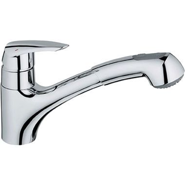 Click here to see Grohe 33330001 Grohe Eurodisc Single Handle Pull-Out Kitchen Sink Faucet, StarLight Chrome - 33330001