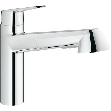 Click here to see Grohe 33330002 Grohe Eurodisc Cosmopolitan Single Handle Pull-Out Kitchen Sink Faucet, StarLight Chrome - 33330002