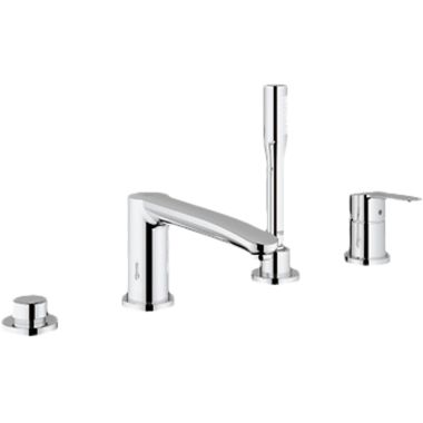 Click here to see Grohe 23048002 Grohe Eurostyle Cosmopolitan Single-Handle Deck-Mount Roman Tub Faucet with Hand Shower, 4-Hole, Lever Handle, StarLight Chrome - 23048002