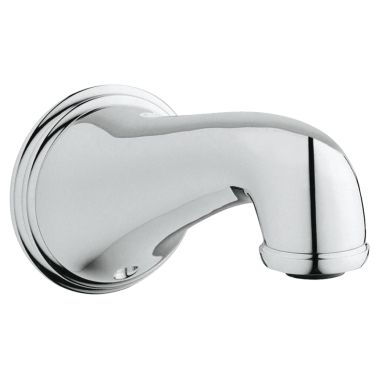 Click here to see Grohe 13612000 Grohe Geneva Wall-Mount Non-Diverter Tub Spout, Chrome Finish, 6-1/8in Spout Reach, Single-Hole Installation, 3/4in Threaded Connection - 13612000