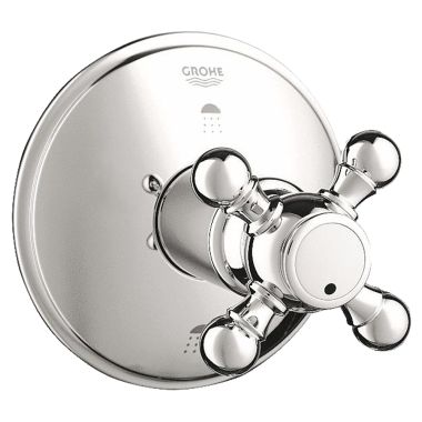 Click here to see Grohe 19219BE0 GROHE 19219BE0 Geneva Cross Handle 3 Port Diverter Trim - Polished Nickel