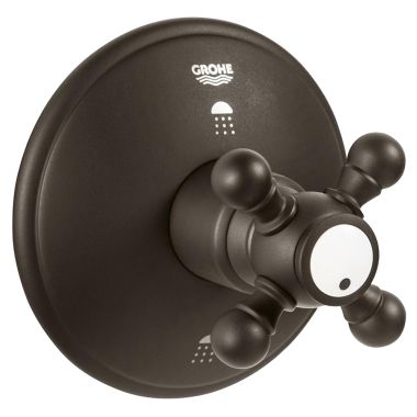 Click here to see Grohe 19219ZB0 GROHE  19219ZB0 Geneva Cross Handle 3 Port Diverter Trim - Oil-Rubbed Bronze