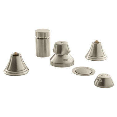 Click here to see Grohe 24019EN0 Grohe Geneva Two-Handle Bidet Faucet with Anti-Vacuum, 3-Hole, Less Handles, Brushed Nickel - 24019EN0