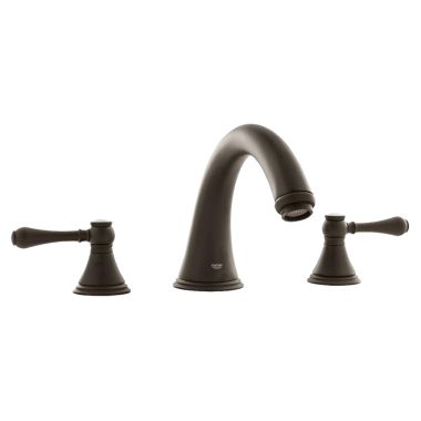 Click here to see Grohe 25054ZB0 Grohe Geneva Two-Handle Deck-Mount Roman Tub Faucet, 3-Hole, SilkMove, Less Handles, Oil Rubbed Bronze - 25054ZB0
