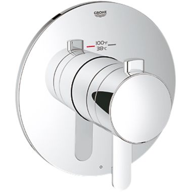 Click here to see Grohe 19869000 Grohe Europlus Thermostatic Single-Handle 1-Function Valve Trim, Lever Handle, StarLight Chrome - 19869000
