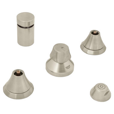 Click here to see Grohe 24025EN0 Grohe Kensington Two-Handle Wideset Bidet Faucet, 3-Hole, Less Handle, Brushed Nickel - 24025EN0