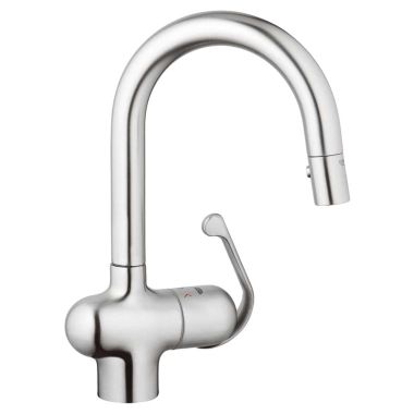 Click here to see Grohe 32256SD0 Grohe 32256SD0 RealSteel Single-Handle Kitchen Faucet