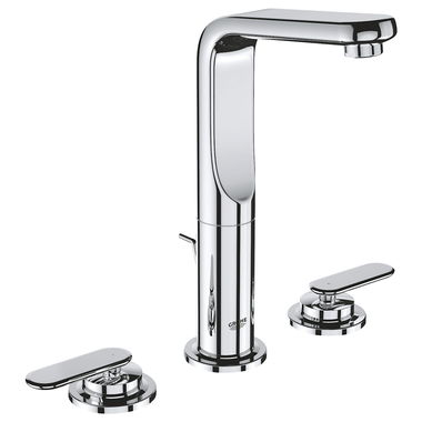 Click here to see Grohe 20182000 Grohe Veris Two-Handle Widespread StarLight Chrome Lavatory Faucet, 1.5 GPM, WaterSense, Three-Holes, Swivel Spout, 1/2in Ceramic Cartridge - 20182000