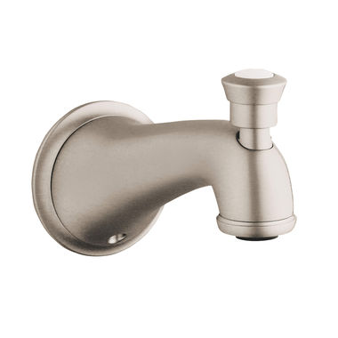 Click here to see Grohe 13603EN0 Grohe 13603EN0 Seabury Wall-Mount Tub Spout w/ Pull-Up Diverter, Brushed Nickel