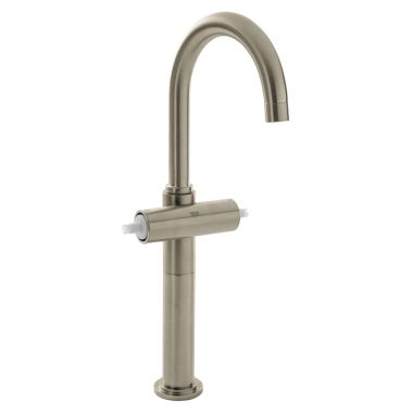 Click here to see Grohe 21046EN0 Grohe Atrio Two-Handle Vessel Brushed Nickel Bathroom Faucet with Stainless Steel Flex Lines, 1.5 GPM, WaterSense Certified, 1 Hole - 21046EN0