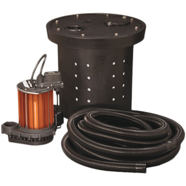 Click here to see Liberty CSP-257 Liberty Pumps Submersible VMF Crawl Space Sump Pump Kit, 1/3 HP, 115 Volts, Vertical Magnet Float Switch, Cast Iron - CSP-257