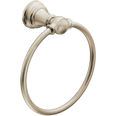 Click here to see Moen YB8486NL Moen Weymouth Round Wall Mounted Towel Ring, Metal Constructed, Polished Nickel - YB8486NL