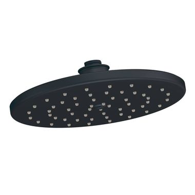 Click here to see Moen S112WR Moen Waterhill 10in Single-Function Rainshower Shower Head, Immersion Technology, 2.5 GPM, Self-Pressurizing, Wrought Iron - S112WR
