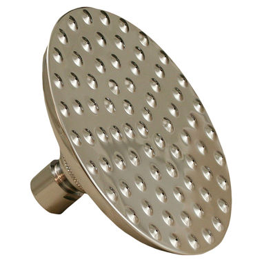 Click here to see Jones Stephens S01088 Jones Stephens 5in Round Rain Style Shower Head with Dimples, 1/2in Swivel Connection, 2.5 GPM, Chrome - S01088