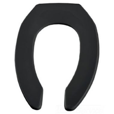 Click here to see Bemis 10CT-047 Bemis 10CT-047 Black Open Front Elongated Plastic Toilet Seat, Less Cover