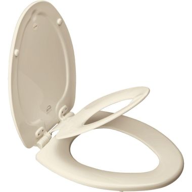 Click here to see Bemis 1583SLOW-346 Bemis 1583SLOW-346 Elongated Toilet Seat with Cover and Built-In Potty Seat - Biscuit 