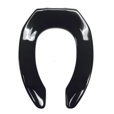 Click here to see Bemis 1955CT-047 Bemis Open Front Elongated Plastic Toilet Seat, STA-TITE, Plastic, Less Cover, Black - 1955CT-047