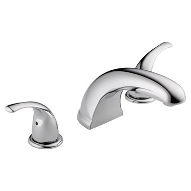 Click here to see Peerless PTT298510 Peerless Tunbridge Roman Tub Faucet Trim, Chrome, Two Lever Handles, Deck-Mounted, 6-25/32in Spout Reach, 3-hole 8-16in Installation - PTT298510