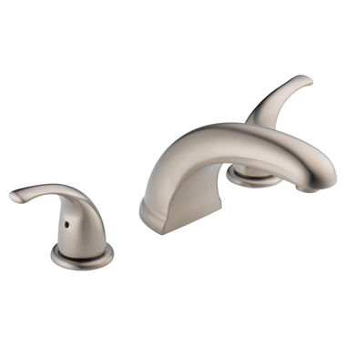 Click here to see Peerless PTT298510-BN Peerless Tunbridge Roman Tub Faucet Trim, Brushed Nickel, Two Lever Handles, Deck-Mounted, 6-25/32in Spout Reach, 3-hole 8-16in Installation - PTT298510-BN