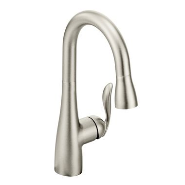 Click here to see Moen 5995SRS Moen Arbor Single Handle High Arc Pull-Down Bar/Prep Faucet, Spot Resist Stainless - 5995SRS