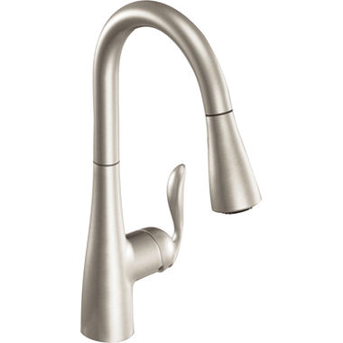 Click here to see Moen 7594SRS Moen Arbor Single Handle High Arc Pull-Down Kitchen Faucet, Spot Resist Stainless - 7594SRS