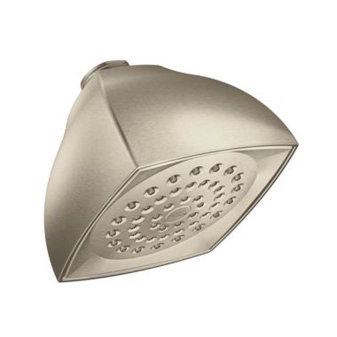 Click here to see Moen 6325BN Moen Moenflo 4-1/16” Single-Spray Function Shower Head, Square, Fixed-Mount, 2.5 GPM, LifeShine Finish, Brushed Nickel - 6325BN