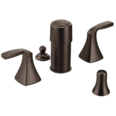 Click here to see Moen T5269ORB Moen Voss Two-Handle Bidet Faucet with Diverter and Metal Pop-Up, Lever Handles, 4-Hole, Oil Rubbed Bronze - T5269ORB 