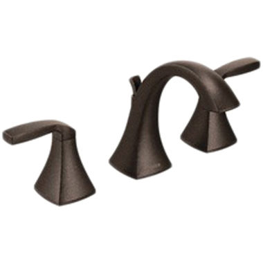 Click here to see Moen T6905ORB Moen Voss Two-Handle Widespread Oil-Rubbed Bronze Bathroom Faucet with Pop-Up, 1.2 GPM, 60 PSI, WaterSense, ADA, Lever Handles, Three-Holes - T6905ORB