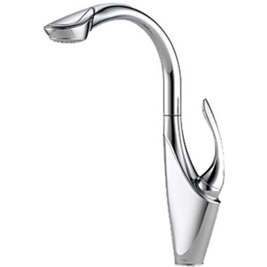 Click here to see Brizo 63255LF-PC Brizo Vuelo Polished Chrome Single Handle Pull-Out Kitchen Faucet with High-Arc Swivel Spout, Two Function, Touch-Clean, 1.5 GPM - 63255LF-PC