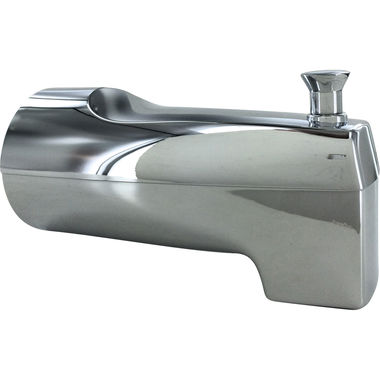 Click here to see Moen 3926 Moen 5-1/2-inch Wall Mount Chrome Tub Spout with Pull-Up Diverter, 1/2-inch Connection Size, IPS - 3926