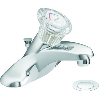 Click here to see Moen 64620 Moen 64620 Chateau One-Handle Low Arc 4-Inch Centerset Bathroom Faucet, Chrome