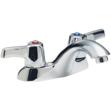 Click here to see Delta 21T143 Delta 21T143 TUF-TECK 2-Handle Centerset Lavatory Faucet, No Pop-Up Hole, Lever Blade, Aerator, Chrome