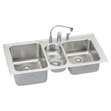 Click here to see Elkay LGR4322C Elkay LGR4322C Gourmet Stainless Steel Triple Bowl Sink Package