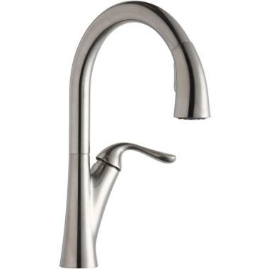 Click here to see Elkay LKHA4031LS Elkay Harmony Single Hole Kitchen Faucet with Pull-down Spray and Forward Only Lever Handle Lustrous Steel - LKHA4031LS