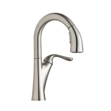 Click here to see Elkay LKHA4032LS Elkay Harmony Single-Hole Pull-Down Bar Faucet, Forward Only Lever, Lustrous Steel - LKHA4032LS