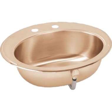 Click here to see Elkay LLVR19162-CU Elkay CuVerro Antimicrobial Copper Drop In Lavatory Sink, 18-Gauge Stainless Steel, 2-Hole, Lustrous Satin - LLVR19162-CU