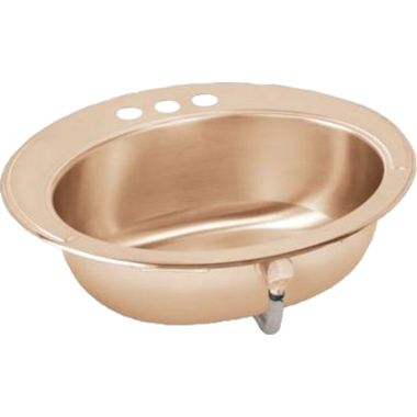 Click here to see Elkay LLVR19163-CU Elkay CuVerro Antimicrobial Copper Drop In Lavatory Sink, 18-Gauge Stainless Steel, 8in Centers, Lustrous Satin - LLVR19163-CU