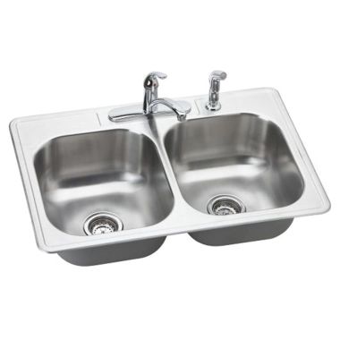 Click here to see Elkay DSE233224DF Elkay DSE233224DF Dayton Stainless Steel Double Bowl Sink Package
