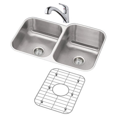 Click here to see Elkay DXUH312010LDFBG Elkay DXUH312010LDFBG Dayton Stainless Steel Double Bowl Sink Package