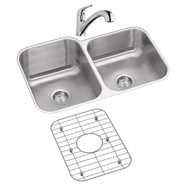 Click here to see Elkay DXUH312010RDFBG Elkay DXUH312010RDFBG Dayton Stainless Steel Double Bowl Sink Package