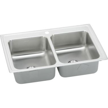 Click here to see Elkay LR3321PD1 Elkay LR3321PD1 Gourmet Stainless Steel Double Bowl Sink Package