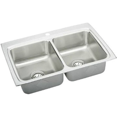 Click here to see Elkay LR3322PD1 Elkay LR3322PD1 Gourmet Stainless Steel Double Bowl Sink Package