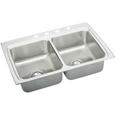Click here to see Elkay LR3322PD4 Elkay LR3322PD4 Gourmet Stainless Steel Double Bowl Sink Package