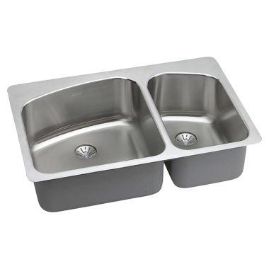 Click here to see Elkay LKHSR2509RPD0 Elkay LKHSR2509RPD0 Harmony Stainless Steel Double Bowl Sink Package